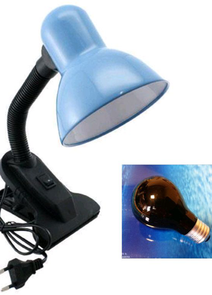 Светильник на прищепке + лампочка ультрафиолет с обогревом.
