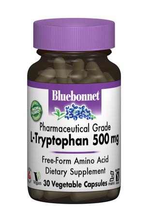 L-Триптофан 500мг, Bluebonnet Nutrition, 30 вегетарианских капсул