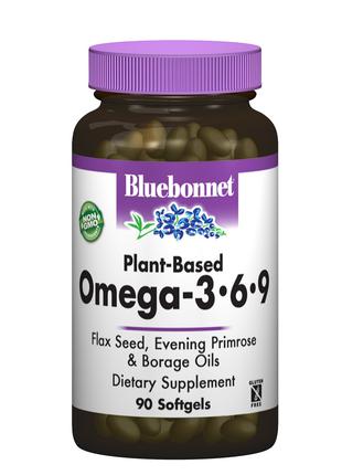 Омега 3-6-9 на рослинній Основі 1000 мг, Bluebonnet Nutrition,...