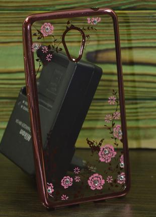 Защитный чехол на Meizu M5c (M710H) цветы розовый