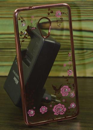 Защитный чехол на Meizu M5s цветы розовый