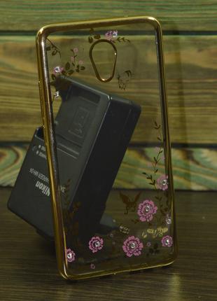 Защитный чехол на Meizu M5 Note цветы золото