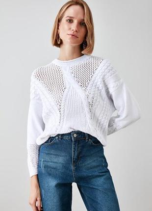 Белый свитер джемпер trendyol