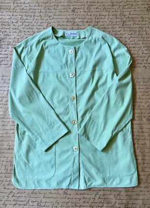 Свободная зеленая рубашка пиджак блуза замша винтаж