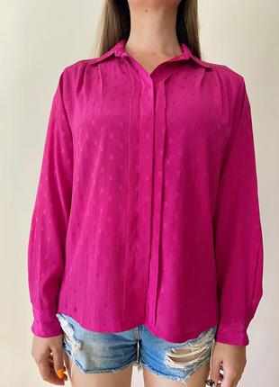 Яркая малиновая ярко-розовая свободная блуза винтаж фуксия