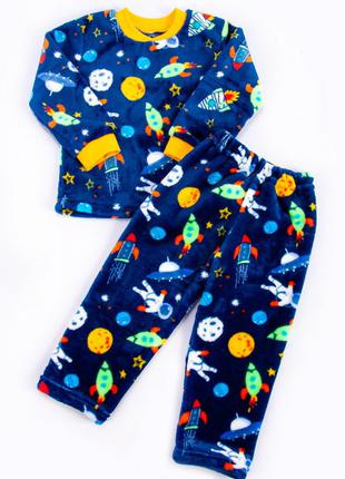 Детская пижама теплая для мальчиков велсофт махра дитяча піжама