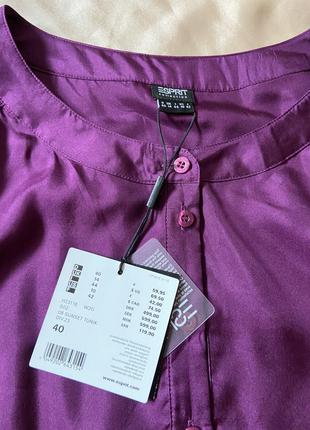 Новая шелковая брендовая фиолетовая сливовая блуза бордо с пыш...