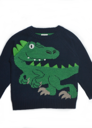 Синий свитер джемпер с динозавром f&f на мальчика 18-24 мес