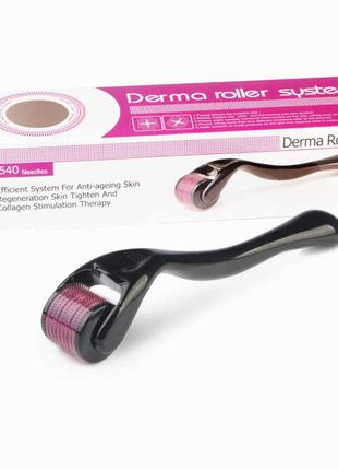 Мезороллер для кожи DERMA ROLLER 540 иголок (Black 1.0 mm) | М...