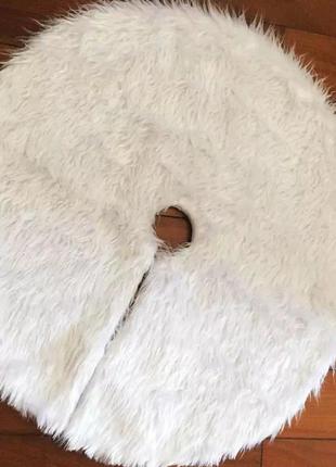 Новогодний белый коврик под елку - диаметр 90см (на липучках)