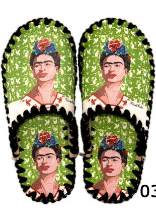 Женские фетровые тапочки ручной работы «Frida Kahlo» (Фрида Ка...