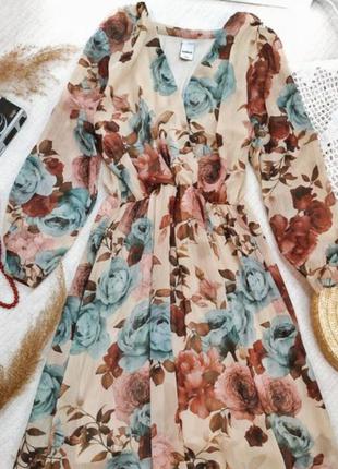Платье в цветочный принт нарядное с люрексом