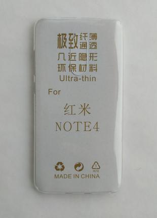 Силиконовый чехол Xiaomi redmi note 4 ультратонкий прозрачный