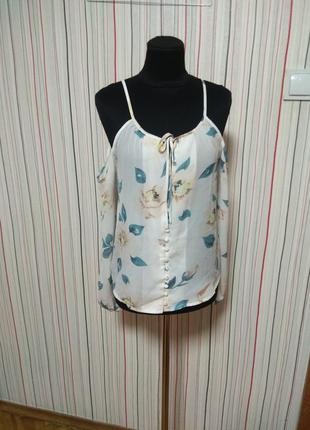 Летняя шифонновая блуза с открытыми плечами в цветы,блузка легкая