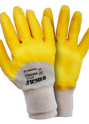 Перчатки трикотажные с нитриловым покрытием (желтые) 120 пар T...