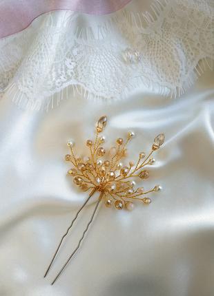 Шикарная шпилька украшение в прическу невесты, выпускницы