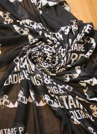 Большой шарф платок scarf zadig & voltaire black in polyester