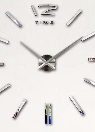 Настенные объемные 3D часы большие 120см с полосками цвет сере...