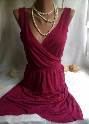 Платье h&m (сарафан) цвета фуксия, 100% хлопоковый трикотаж, я...