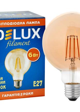 Лампа светодиодная DELUX Globe G95 6Вт E27 2700К amber filament