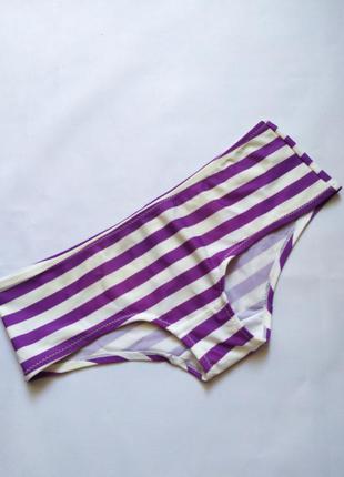Плавки от купальника полосатые широкие фиолетовые с белым