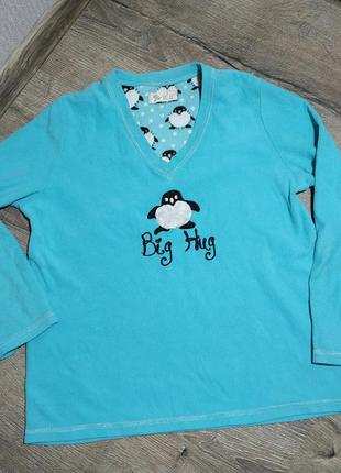 Кофта для дома или сна пижама кофта флисовая голубая с пингвинлм