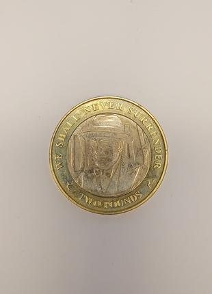 Монета 2 фунта 2019 г Черчилль Остров Мен