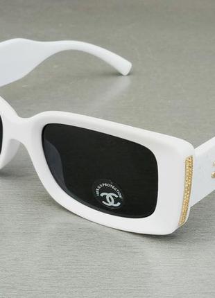 Chanel модные женские солнцезащитные очки белые с золотым лого...