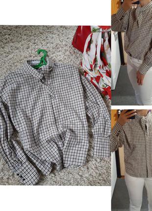 Стильная блуза/рубашка в клетку  с обьемными рукавами, mango, ...