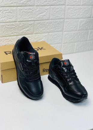 Чоловічі кросівки reebok classic leather black рібок класик кл...