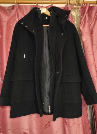Пальто чорне з кишенями на блискавці 48 50 кашемірове замшеве ...