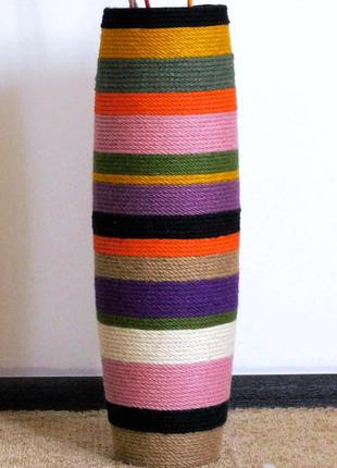 Высокая разноцветная напольная ваза для декора интерьера
