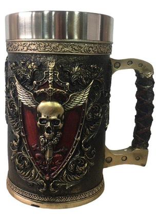 Кружка Чашка 3D Skull Mug Череп Пивная кружка с Гербом Крылато...