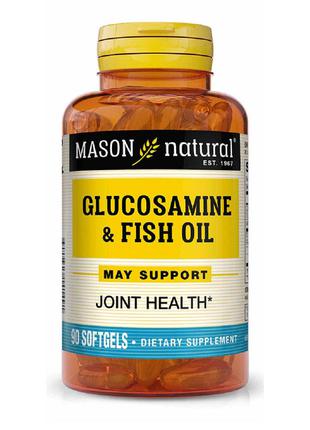 Глюкозамин и Рыбий жир, Glucosamine & Fish Oil, Mason Natural,...