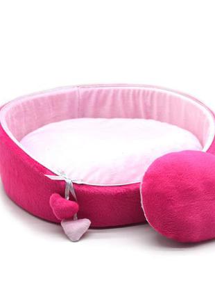 Лежак для собак и котов плюш розовый