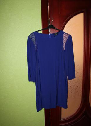 Красивое синее платье, вискоза, наш 40-42 размер, xs, s, от h&m