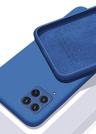 Силиконовый чехол с микрофиброй для Samsung Galaxy A12 синий т...