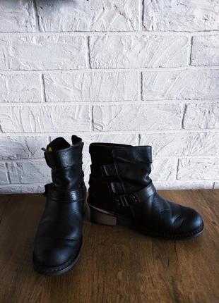 Ботинки сапоги полусапожки бренд caterpillar😺, кожа, черный,38,37