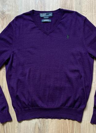 Мужской свитер пуловер с v образным вырезом меринос merino wool