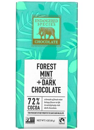 Endangered Species Chocolate, лесная мята + черный шоколад, 72...