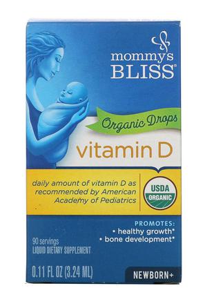 Mommy's Bliss, Витамин D, органические капли, для новорожденны...