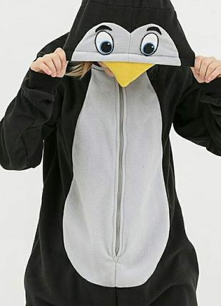 Оригинальная пижама кигуруми Пингвин на флисе с молнией размер...