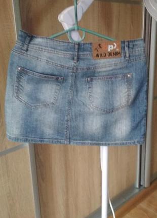 Короткая джинсовая юбка  р44