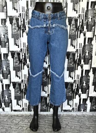 645 стильные джинсы с бахромой и молнией с кольцом retro