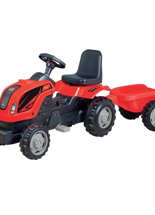 Детский трактор на педалях красный MMX MICROMAX с прицепом (01...