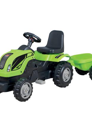 Детский трактор на педалях зеленый MMX MICROMAX с прицепом (01...