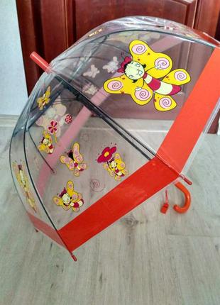 Детские прозрачные зонты грибочком для детей 2-6 лет бабочки
