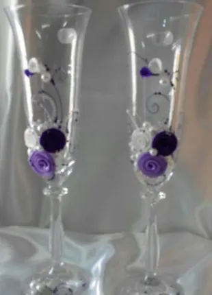 Свадебные бокалы "Фиолетовый  цвет" (BOHEMIA, Чехия), 190 мл.