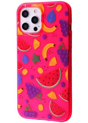 Чехол для Apple Iphone 12 Pro Max фрукты. Цвет: розовый