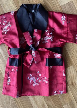 Атласний двосторонній халат в японському стилі